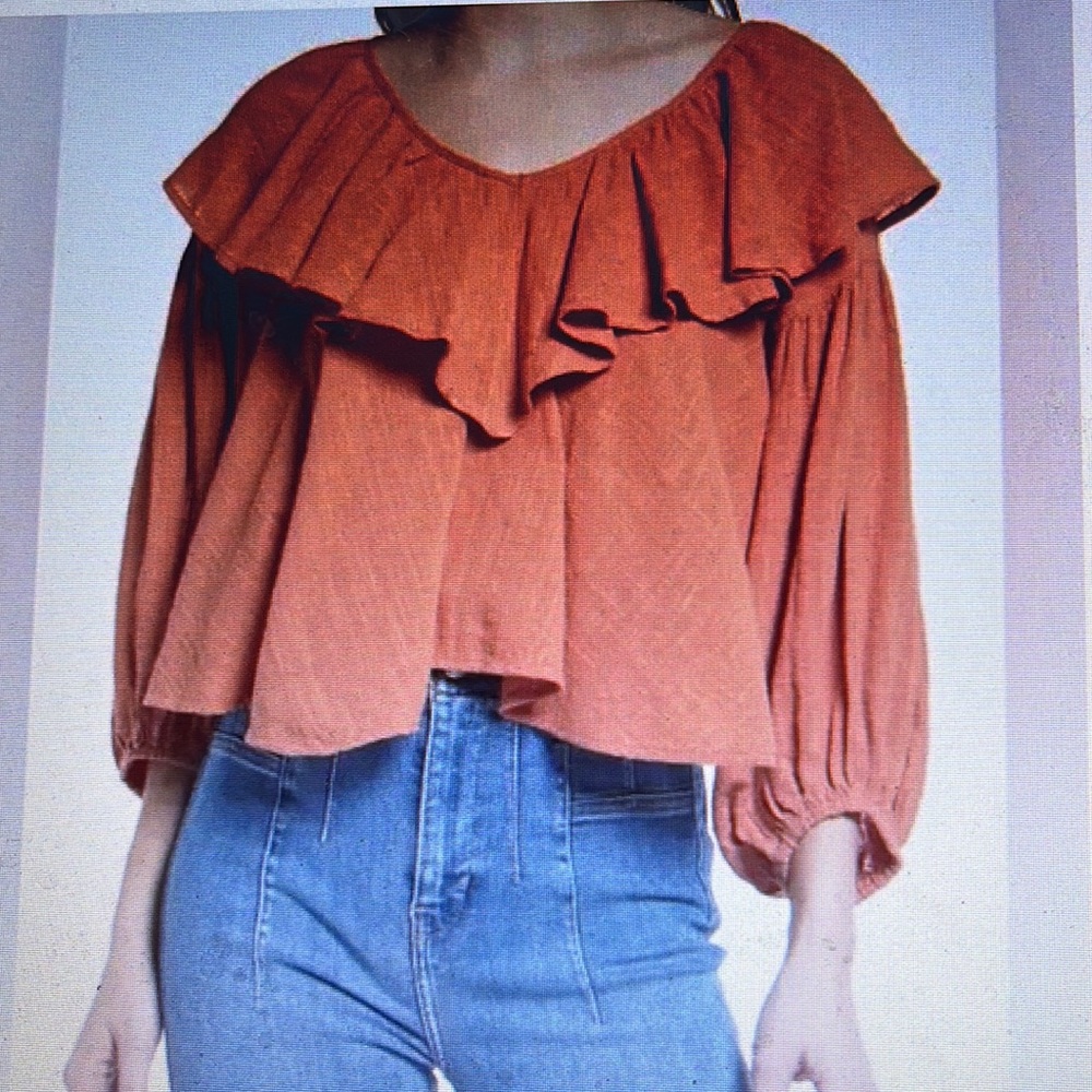 Free People NWT Cotton Ruffle Blouse - med